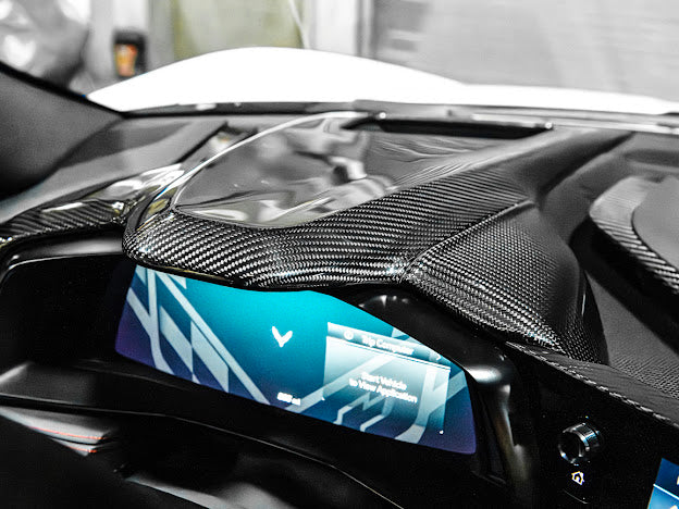 2020+ CHEVROLET CORVETTE C8 CARBON FIBER UPPER DASH INSTRUMENT PANEL FULL COVER KIT